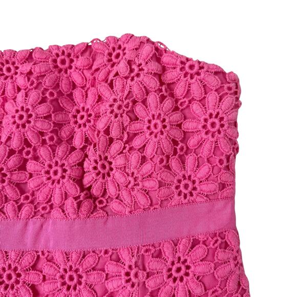 Lilly Pulitzer Bowen Dress Pink Floral Daisy Lace Strapless Size‎ 0 - Picture 6 of 10